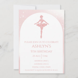 Personalized Elegant Pink Glitter Ballet Birthday Einladung