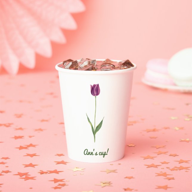 Personalized Elegant Purple Tulip Pappbecher (Insitu)