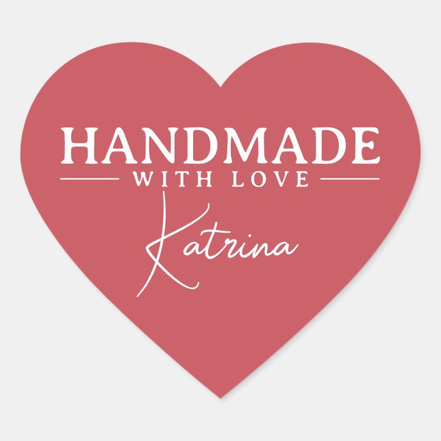 Personalized Elegant Red Herz-Aufkleber (Vorderseite)