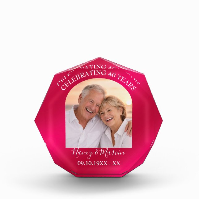 Personalized Elegant Ruby 40th Anniversary Gift Fotoblock (Vorderseite)