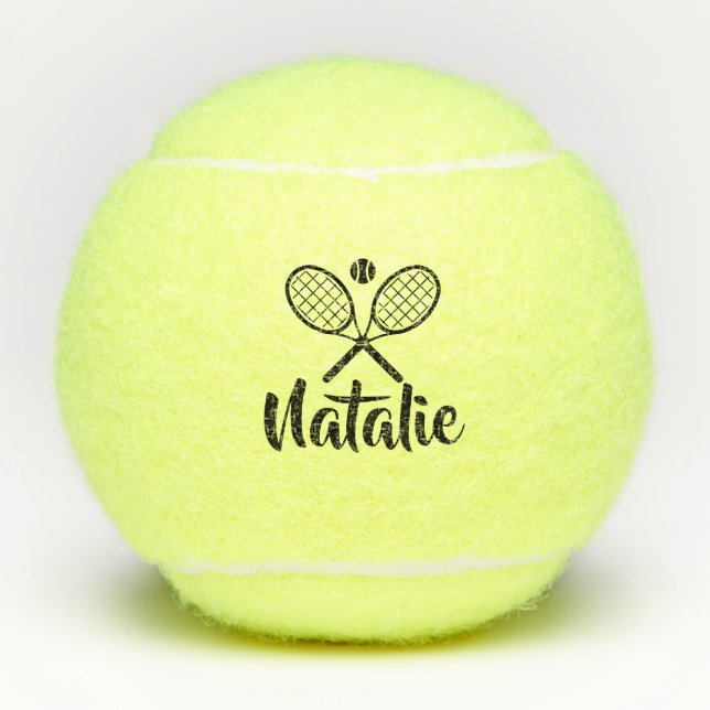 Personalized Elegant Script Name  Tennis Balls Tennisbälle (Vorderseite)