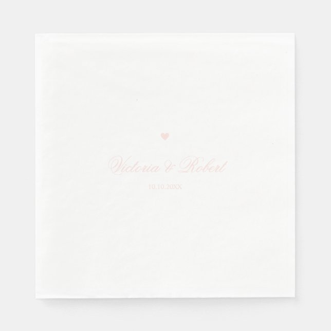 Personalized Elegant Script Pink Heart Serviette (Vorderseite)