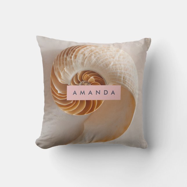 Personalized Elegant Seashell Spiral Coastal Kissen (Vorderseite)