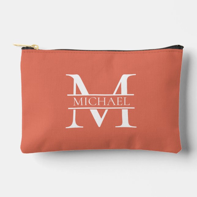 Personalized Elegant Terracotta Monogram and Name Zubehörtasche (Vorderseite)