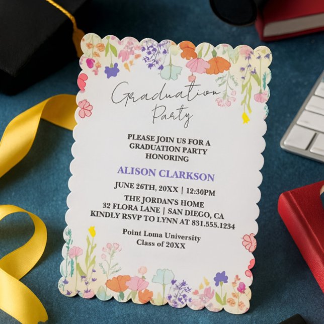 Personalized Elegant Wildflower Graduation Party I Einladung (Von Creator hochgeladen)
