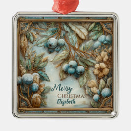 Personalized Elegant Winter Botanical Christmas Ornament Aus Metall