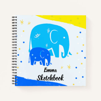 Personalized Elephant Sketchbook for Kids Notizbuch