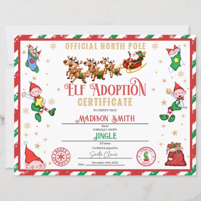 Personalized Elf Adoption Certificate (Vorderseite)