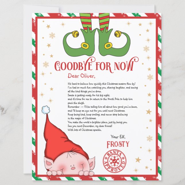 Personalized Elf Goodbye Letter for Kids (Vorderseite)