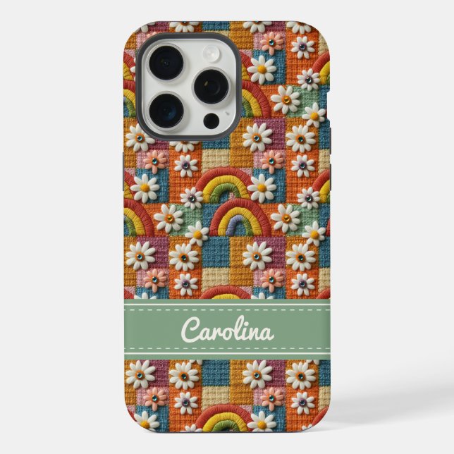 Personalized Embroidered Rainbow Phone Case iPhone Hülle (Rückseite)