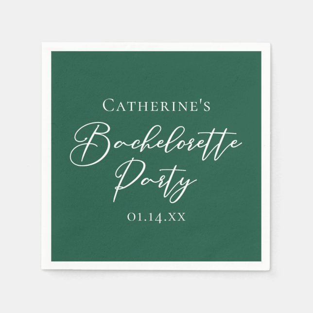 Personalized Emerald Green Bachelorette Party Serviette (Vorderseite)