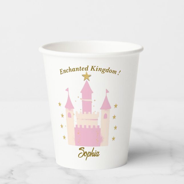 Personalized Enchanted Castle Glass | "Princess Pa Pappbecher (Vorderseite)