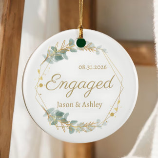Personalized Engagement Gift Keepsake Keramik Ornament