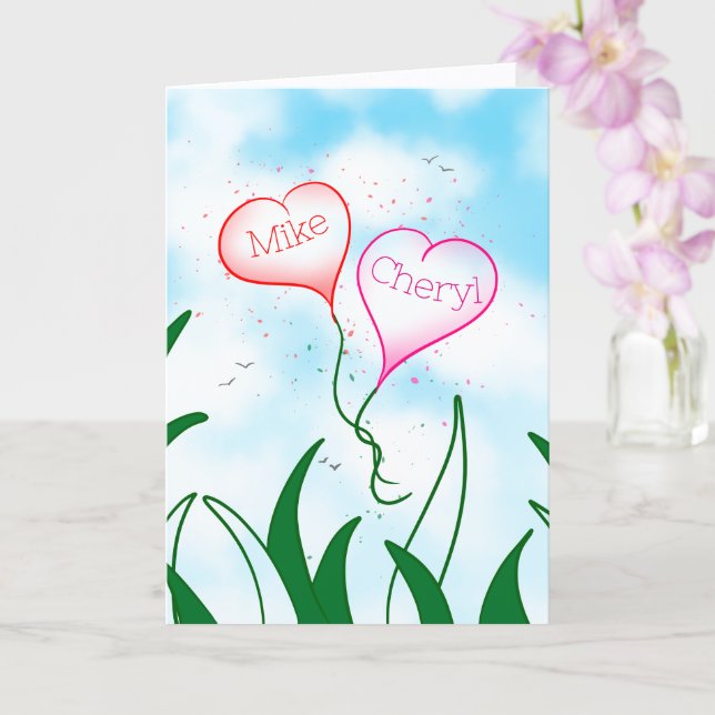 Personalized Entangled Hearts Valentine Card       Karte (Orchidee)