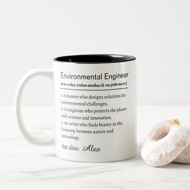 Personalized Environmental Engineer Definition Zweifarbige Tasse (Mit Donut)