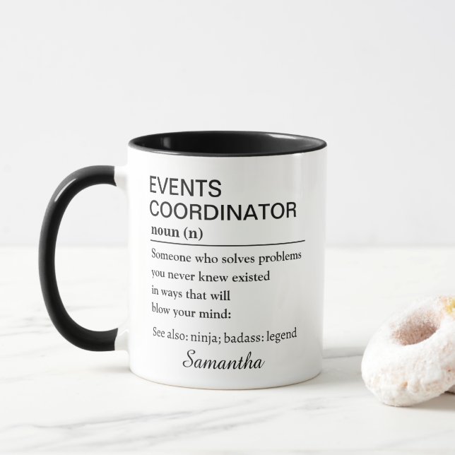 Personalized Events Coordinator Definition Tasse (Mit Donut)