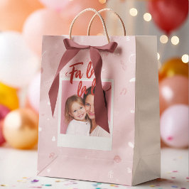 Personalized Fa La La La Pink Christmas Photo Mittlere Geschenktüte