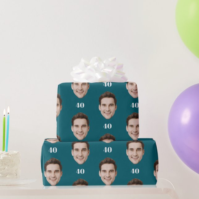 Personalized Face 10th 20th 30th 40 Birthday Party Geschenkpapier (Partygeschenke)