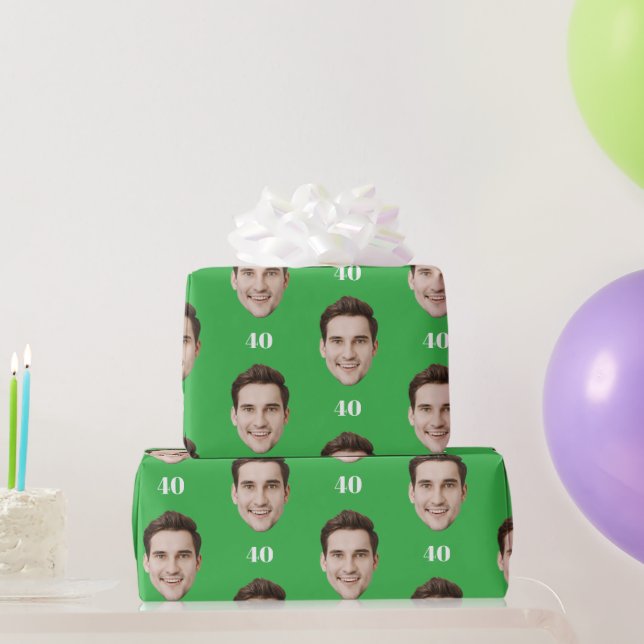 Personalized Face 10th 20th 30th 40 Birthday Party Geschenkpapier (Partygeschenke)