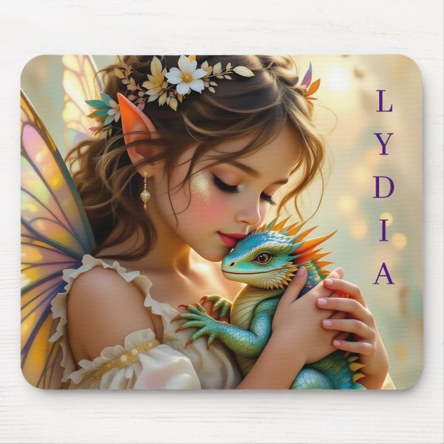 Personalized Fairy and Dragon Mystical  Mousepad (Vorne)