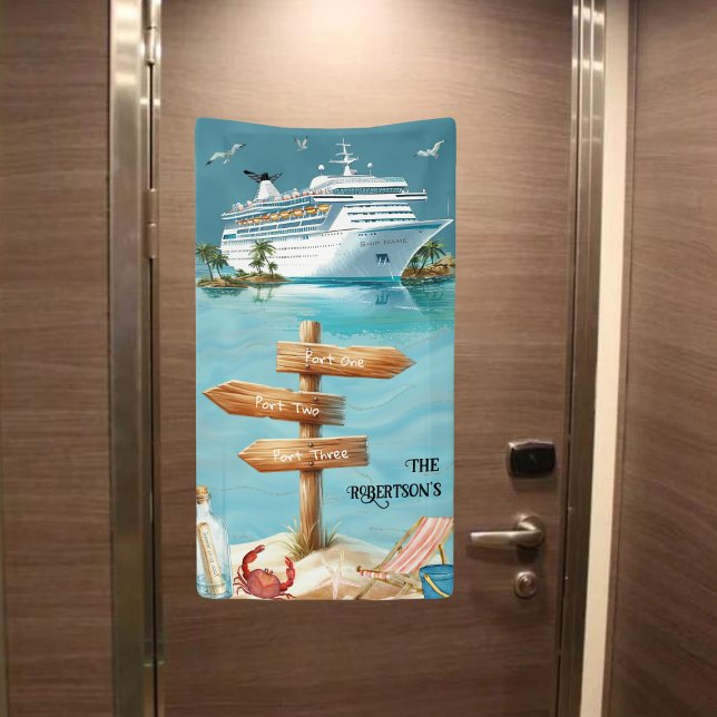 Personalized Family 3Ports Sign Cruise Door Banner (Customize your three cruise ports)