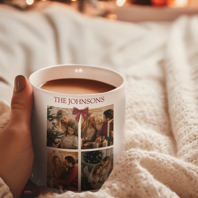 Personalized Family Christmas Photo Collage Mug  Kaffeetasse (Von Creator hochgeladen)