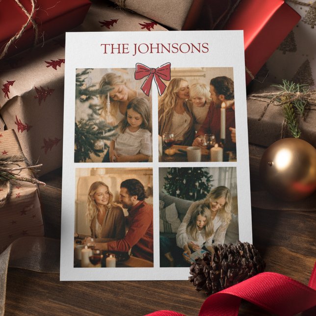 Personalized Family Christmas Photos Collage Card Postkarte (Von Creator hochgeladen)