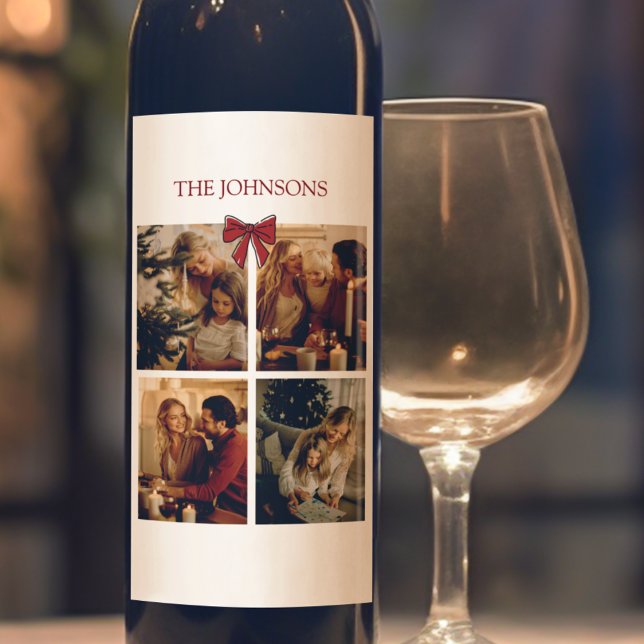 Personalized Family Christmas Photos Wine Label Weinetikett (Von Creator hochgeladen)