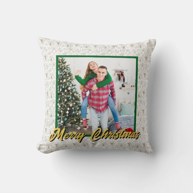 Personalized Family Christmas Stylish Photo Kissen (Vorderseite)