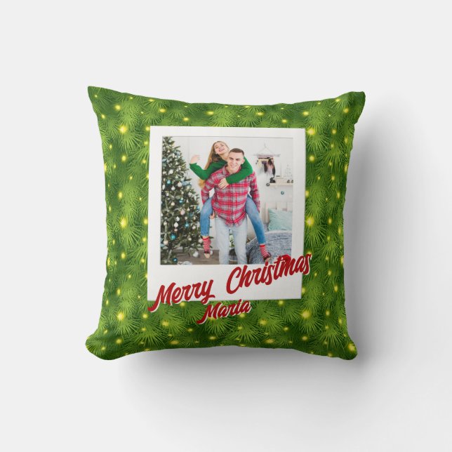 Personalized Family Christmas Stylish Photo  Kissen (Vorderseite)