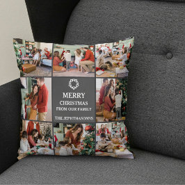 Personalized Family Merry Christmas Photo Collage Kissen
