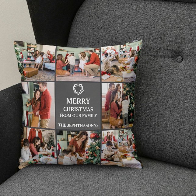 Personalized Family Merry Christmas Photo Collage Kissen (Von Creator hochgeladen)