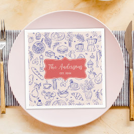 Personalized Family Name Cute Hand Drawn Food Serviette