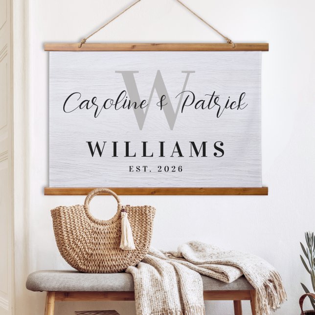 Personalized Family Name Framed Fabric Sign Wandteppich Mit Holzrahmen (Personalized Family Name Wall Art Sign Custom Initial Established Date Housewarming Gift Home Decor)