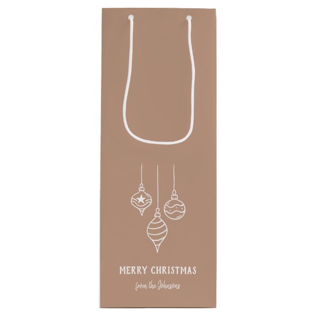 Personalized Family Name Merry Christmas Bauble Geschenktüte Für Weinflaschen (Vorderseite)