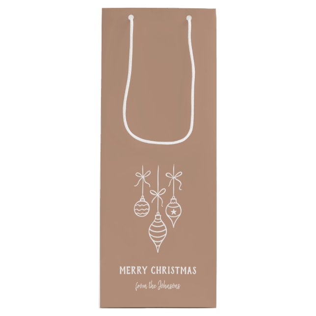 Personalized Family Name Merry Christmas Bauble Geschenktüte Für Weinflaschen (Vorderseite)