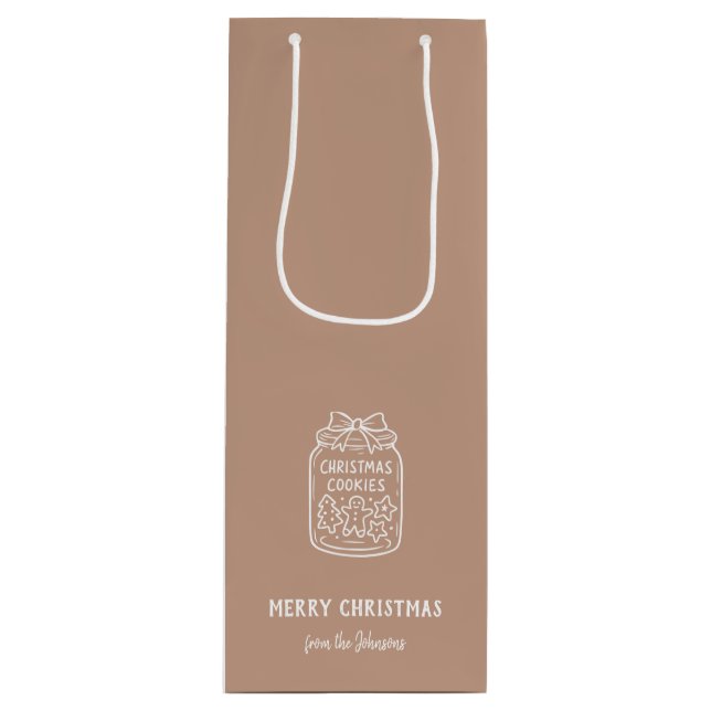 Personalized Family Name Merry Christmas Cookies Geschenktüte Für Weinflaschen (Vorderseite)