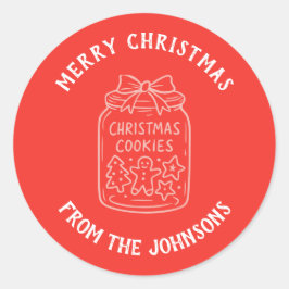 Personalized Family Name Merry Christmas Cookies Runder Aufkleber