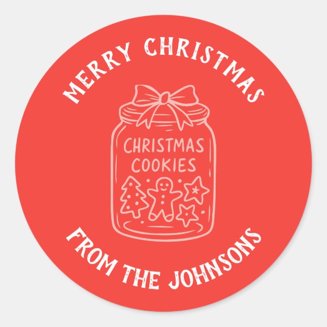 Personalized Family Name Merry Christmas Cookies Runder Aufkleber (Vorderseite)