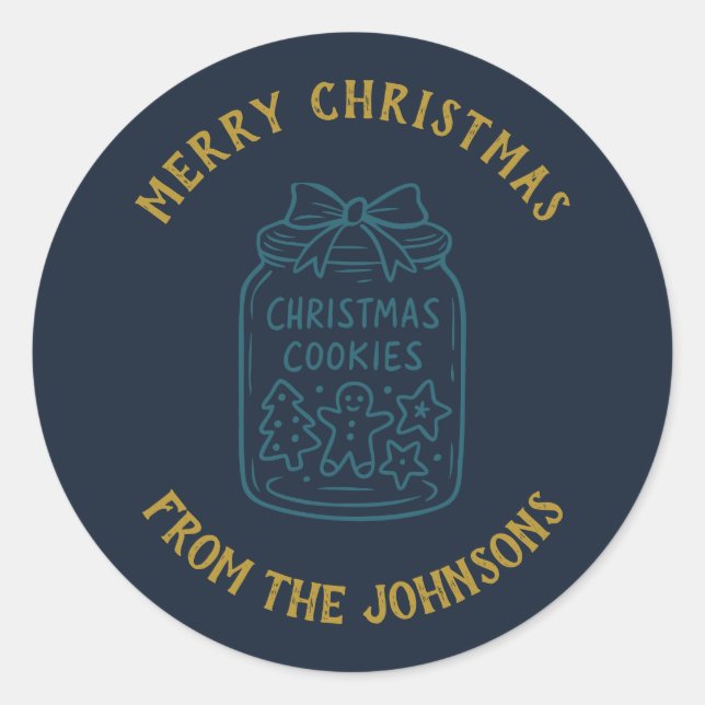 Personalized Family Name Merry Christmas Cookies Runder Aufkleber (Vorderseite)