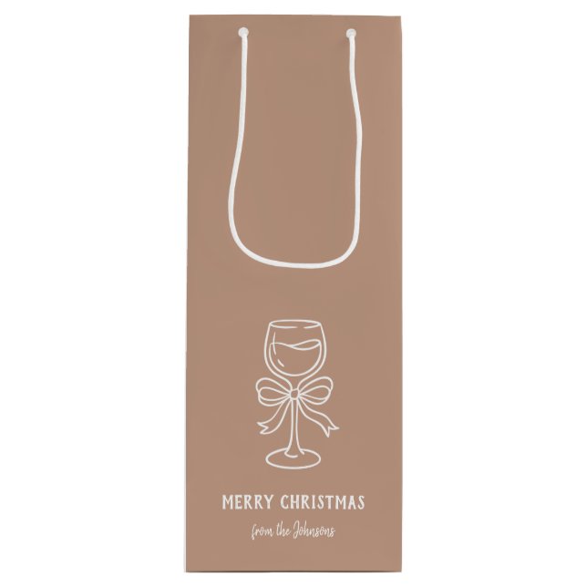 Personalized Family Name Merry Christmas Drink Geschenktüte Für Weinflaschen (Vorderseite)
