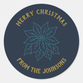 Personalized Family Name Merry Christmas Flower Runder Aufkleber