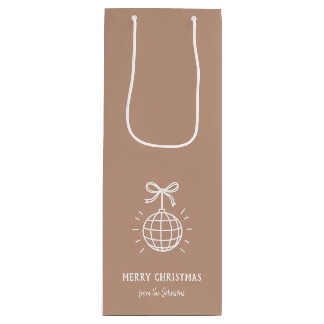 Personalized Family Name Merry Christmas Geschenktüte Für Weinflaschen (Vorderseite)