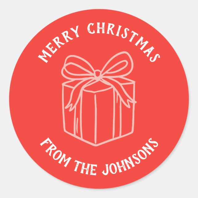 Personalized Family Name Merry Christmas Gift Runder Aufkleber (Vorderseite)
