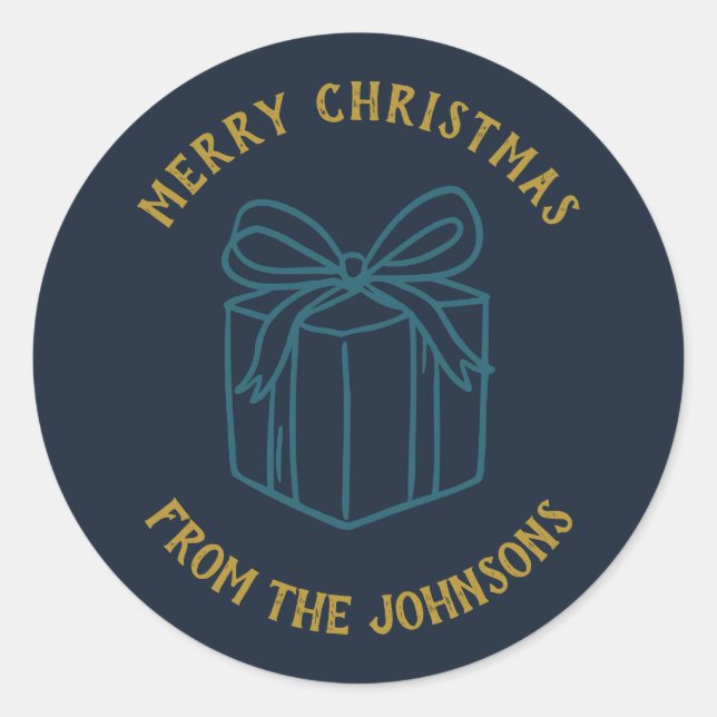 Personalized Family Name Merry Christmas Gift Runder Aufkleber (Vorderseite)