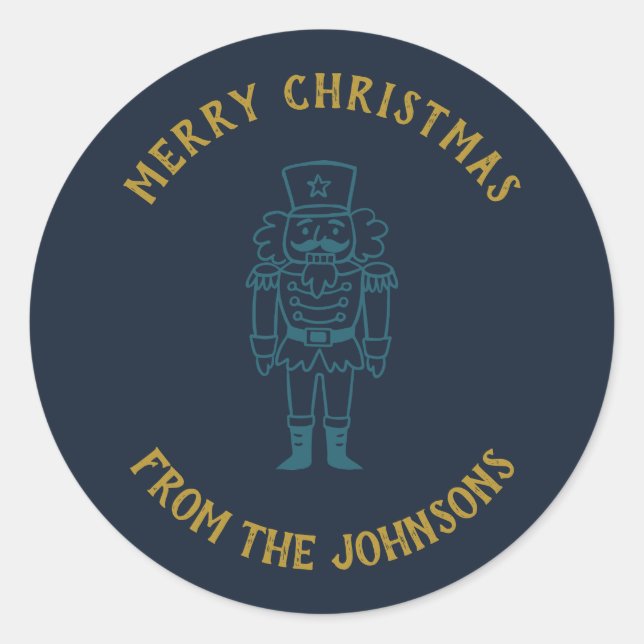 Personalized Family Name Merry Christmas Prince Runder Aufkleber (Vorderseite)