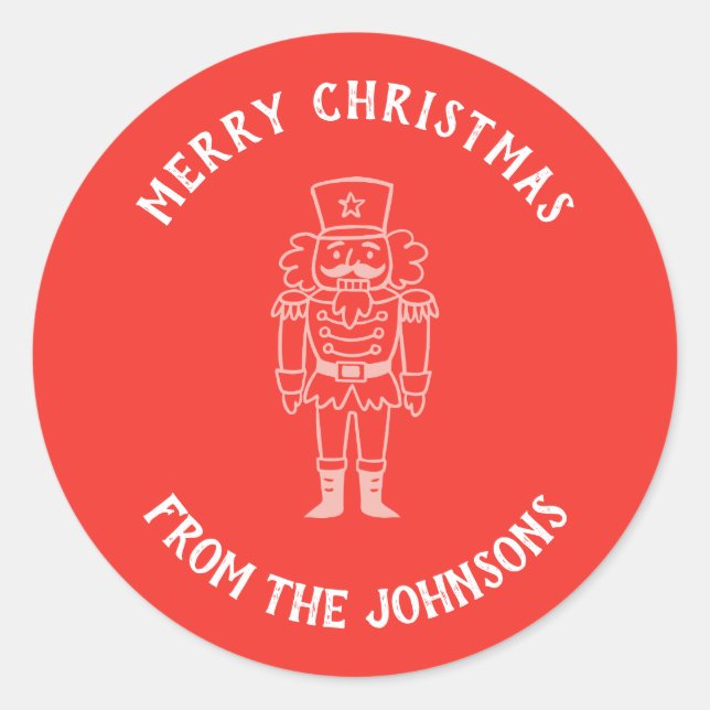 Personalized Family Name Merry Christmas Prince Runder Aufkleber (Vorderseite)