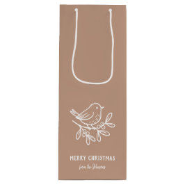 Personalized Family Name Merry Christmas Robin Geschenktüte Für Weinflaschen