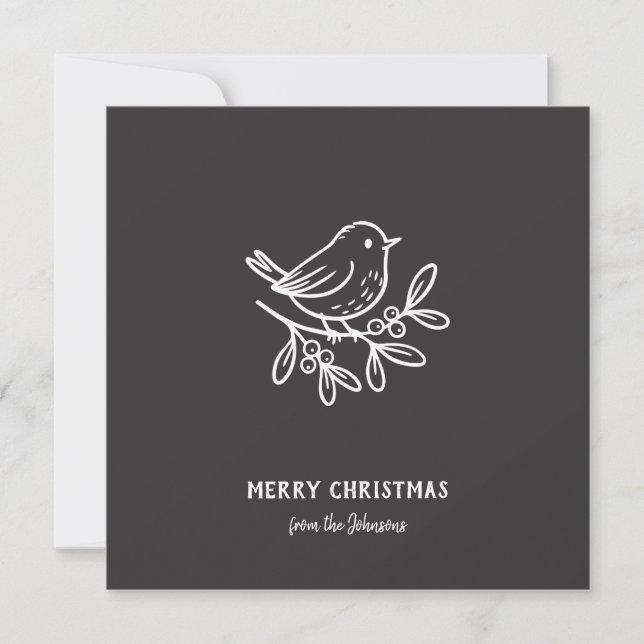 Personalized Family Name Merry Christmas Robin Karte (Vorderseite)