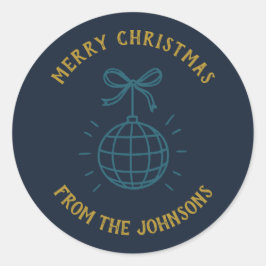 Personalized Family Name Merry Christmas  Runder Aufkleber